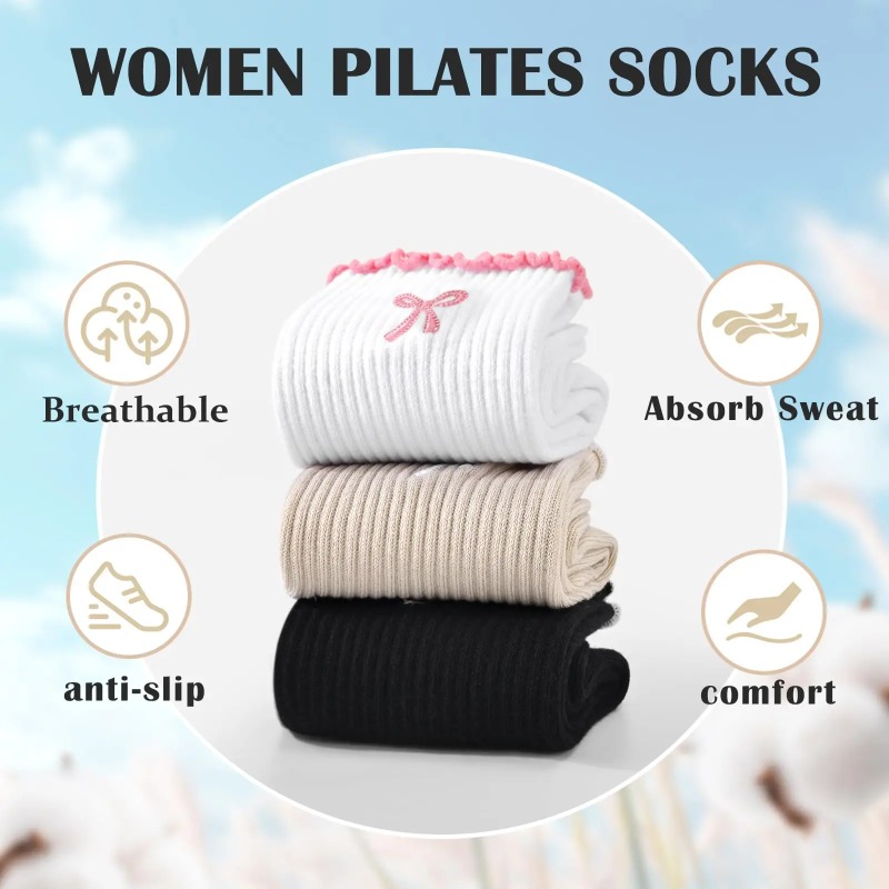 Pilates Yoga Origin - Profesyonel Yoga Çorapları, Pamuklu Kayışlı Silikon